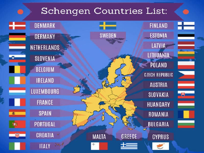 Các quốc gia trong khu vực Schengen.