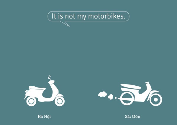 Motorbikes in Hanoi are more modern than those in Saigon