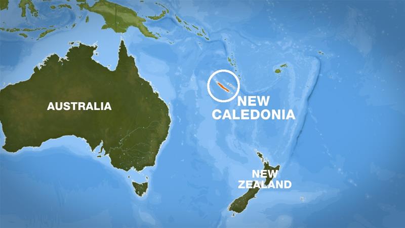 New Caledonia  about 1,210 km east of Australia. 