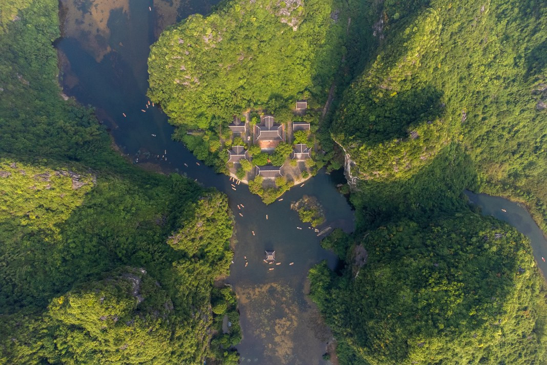 Cao Son Temple is seen from above