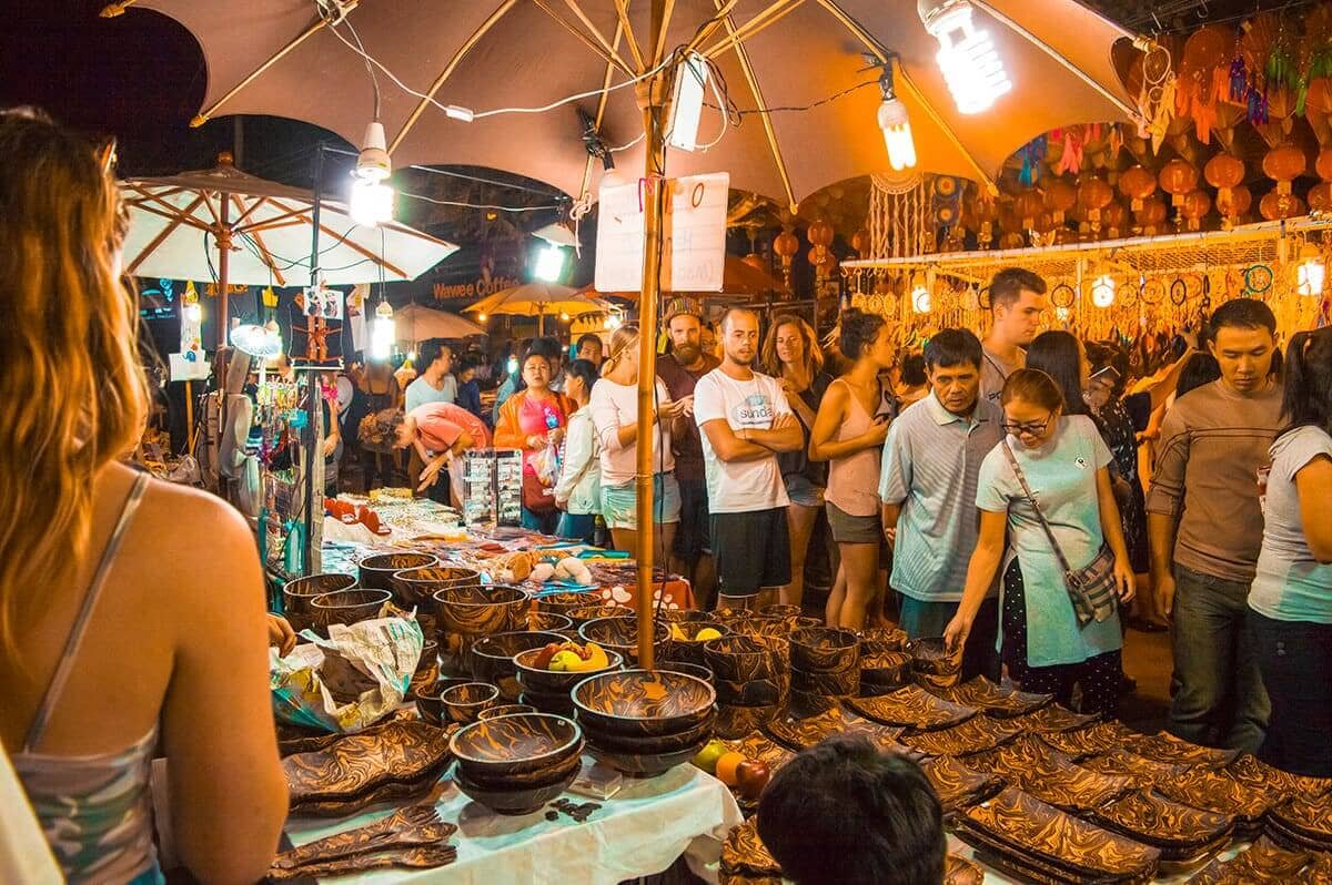 Chiang Mai night bazaar is one of the night markets in South East Asia with lots of stalls selling crafts, souvenirs and clothing.