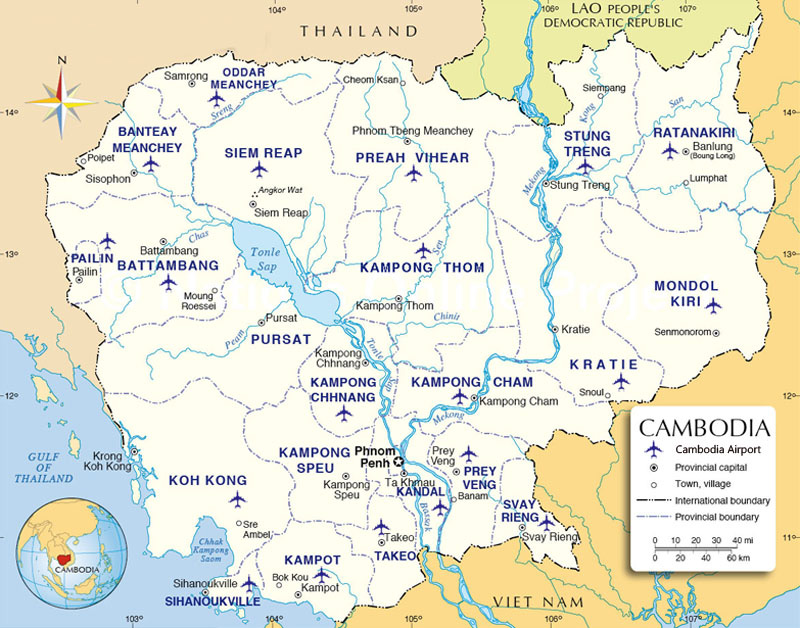Airports in Cambodia map