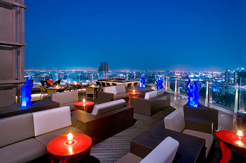 Unwind with the stunning view of Bangkok's skyline at Blue Sky Restaurant in bangkok