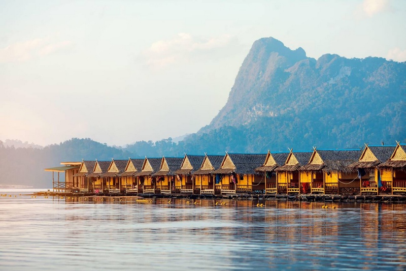 Floating bungalows in Khao Sok National Park.