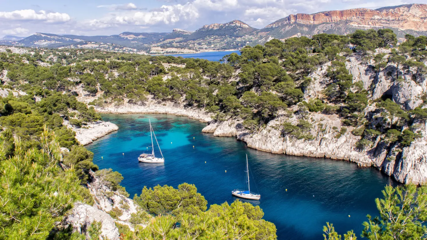 Calanques National Park near Marseille - Magic Limestone Coastline in Southern France 