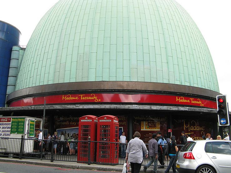 Outside Madame Tussauds Wax Museum in London