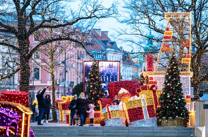 Christmas lights in Castle Square, Warsaw