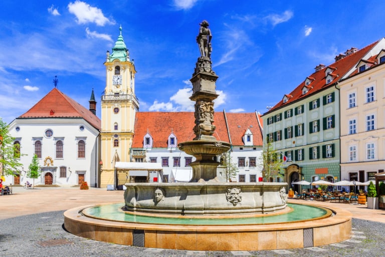 Bratislava Main Square and Maximilian Fountain
