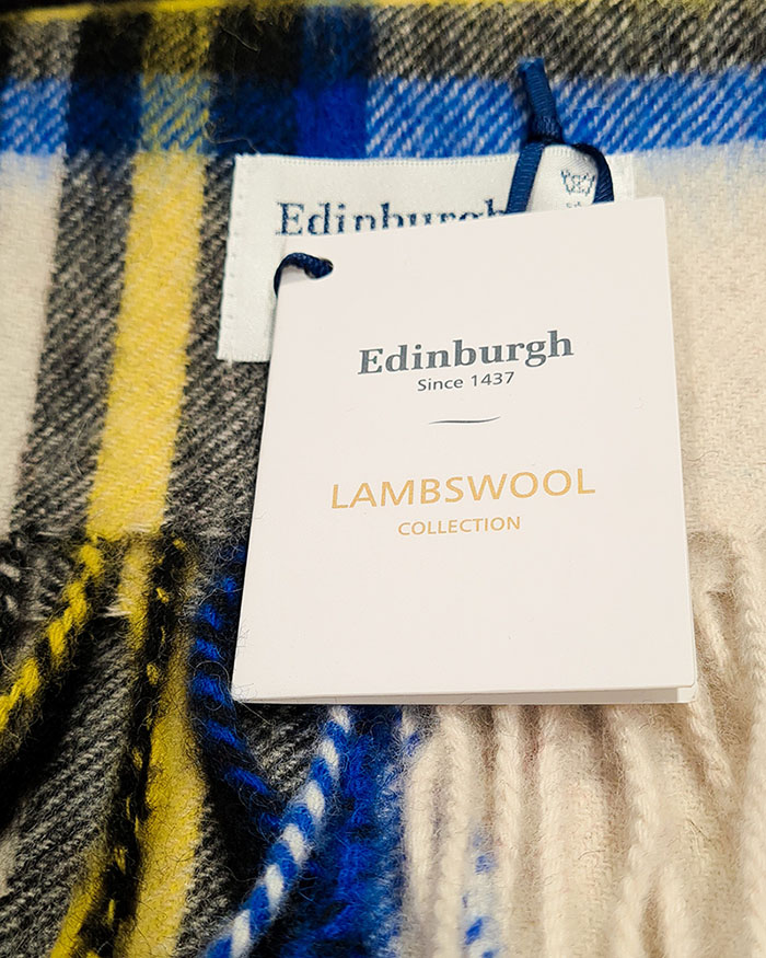 Lambwool tartan scarves in The Scotland Shop, Edinburgh