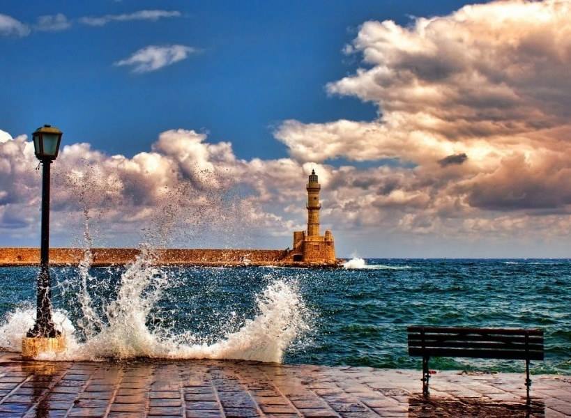 Chania lighthouse, Crete, Greece.